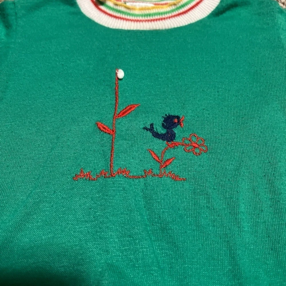 Vtg Green long sleeve embroidered shirt 12M